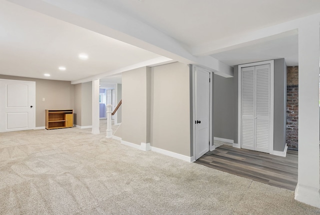 919 N Harvey Ave, Oak Park, IL 60302 - finished basement with carpet flooring, recessed lighting, and wood finished floors
