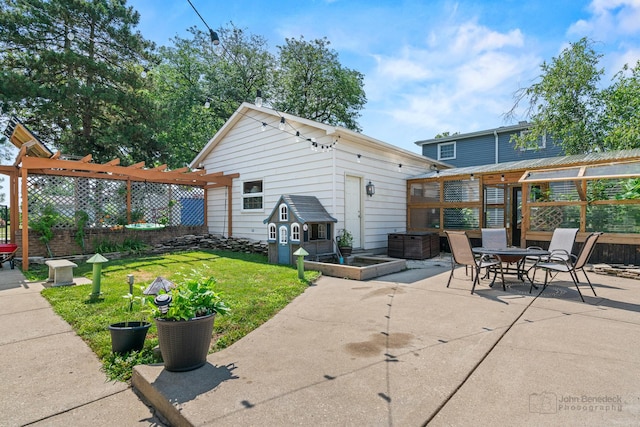 330 N Country Club Dr, Addison, IL 60101 - view of patio with an outdoor structure and a pergola
