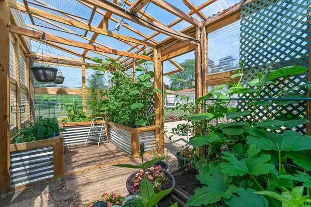 330 N Country Club Dr, Addison, IL 60101 - wooden terrace with a pergola and a vegetable garden