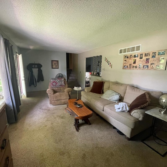 112 Crestview Dr, Hamilton, IL 62341 - living area with carpet flooring and a textured ceiling