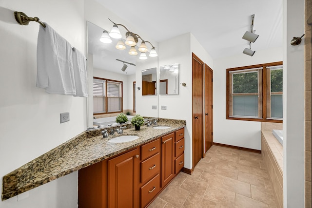 1630 Ainsley Ln, Lombard, IL 60148 - full bath featuring double vanity, a garden tub, and track lighting
