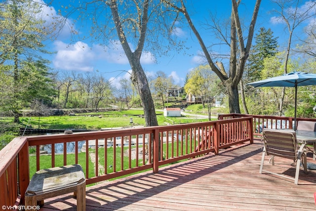 31 Medinah Ave, Fox Lake, IL 60020 - deck featuring a lawn and outdoor dining space