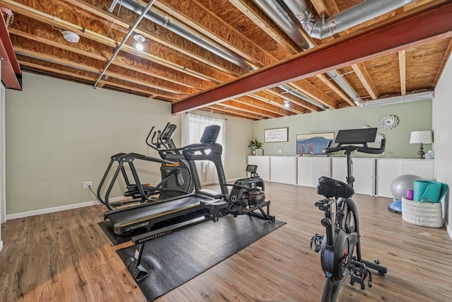 707 Brighton Dr, Pingree Grove, IL 60140 - exercise room featuring wood finished floors and baseboards