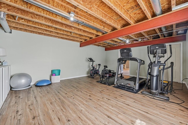 707 Brighton Dr, Pingree Grove, IL 60140 - workout area with wood finished floors and baseboards