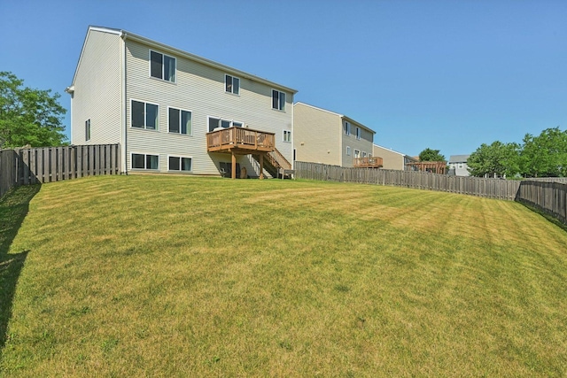 707 Brighton Dr, Pingree Grove, IL 60140 - rear view of property with a fenced backyard, a deck, and stairway
