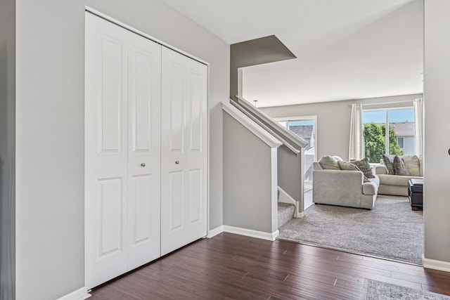 707 Brighton Dr, Pingree Grove, IL 60140 - entryway with dark wood-style flooring and stairway