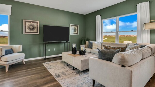 5025 Yates Dr, Mount Pleasant, WI 53403 - living room featuring dark wood-style floors