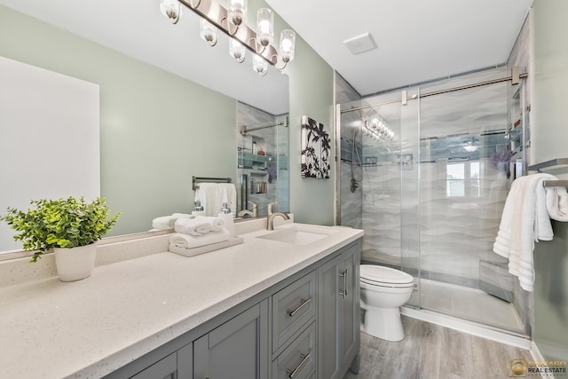 1878 Grassy Knoll Ct, Romeoville, IL 60446 - full bath with vanity, a stall shower, and wood finished floors