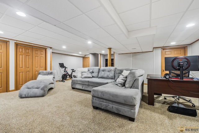 1878 Grassy Knoll Ct, Romeoville, IL 60446 - carpeted living room featuring recessed lighting