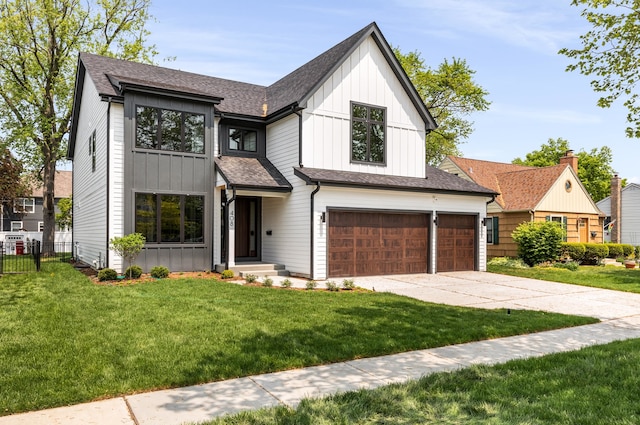 425 Sherman St, Downers Grove, IL 60515 - view of front of property featuring board and batten siding, a shingled roof, concrete driveway, and an attached garage