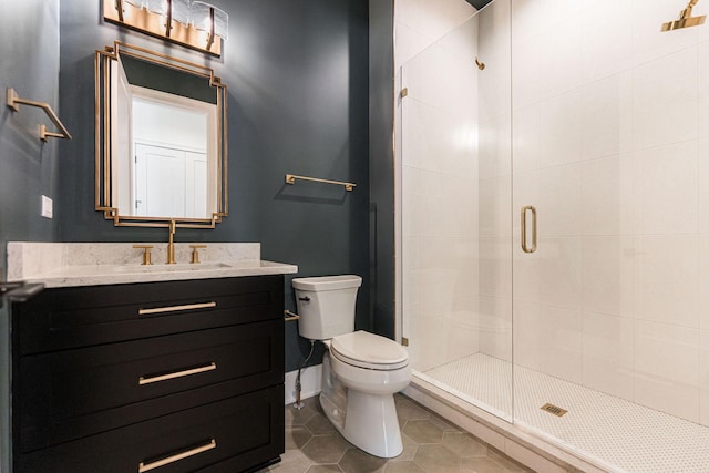 425 Sherman St, Downers Grove, IL 60515 - full bathroom featuring a stall shower, vanity, and tile patterned floors