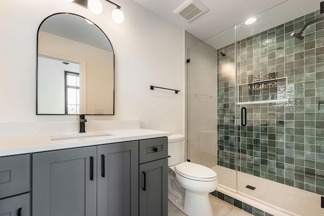 425 Sherman St, Downers Grove, IL 60515 - full bath with vanity, a shower stall, and tile patterned flooring
