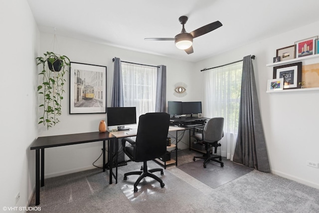 5530 Cambridge Way, Hanover Park, IL 60133 - office area featuring ceiling fan and carpet flooring