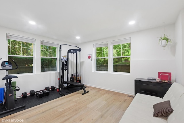 5530 Cambridge Way, Hanover Park, IL 60133 - exercise area featuring light wood-style flooring, healthy amount of natural light, and recessed lighting