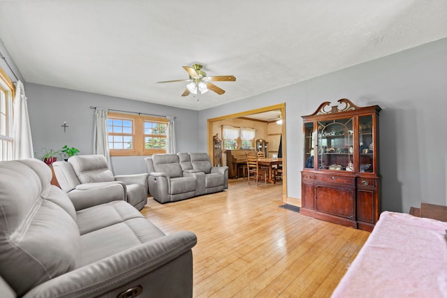 6422 Steward Rd, Rockford, IL 61101 - living room with a ceiling fan and light wood-style floors