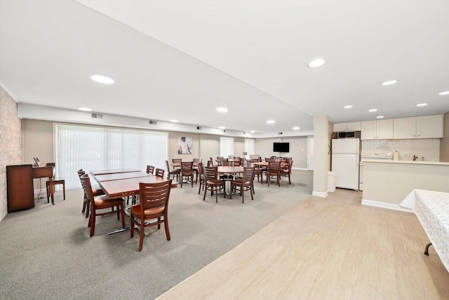 77 Lake Hinsdale Dr Unit 207, Willowbrook, IL 60527 - dining room with recessed lighting, light wood-style floors, and light colored carpet