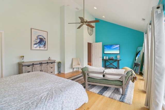 644 N Franklin Ave, Palatine, IL 60067 - bedroom featuring high vaulted ceiling and wood finished floors