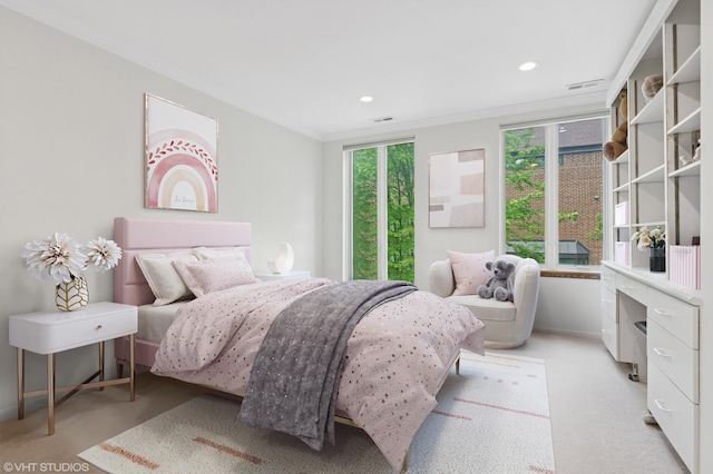 1327 N Sutton Pl, Chicago, IL 60610 - bedroom with crown molding, recessed lighting, and light colored carpet