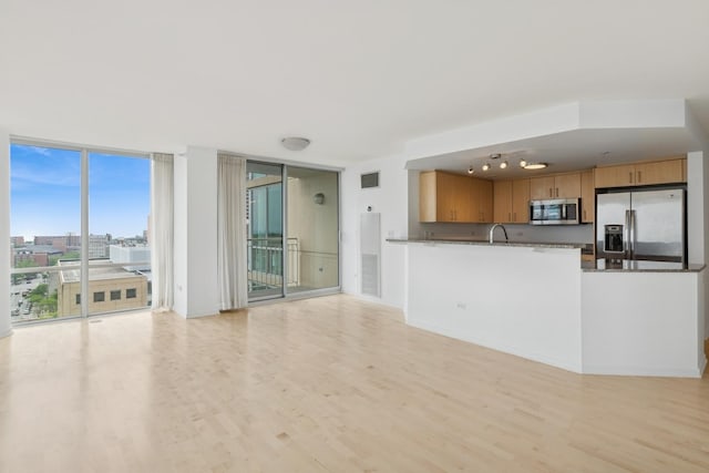 1640 Maple Ave Unit 1202, Evanston, IL 60201 - unfurnished living room with a wall of windows and light wood-type flooring