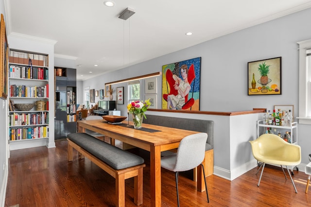 637 Highland Ave, Oak Park, IL 60304 - dining space with wood finished floors, recessed lighting, and crown molding
