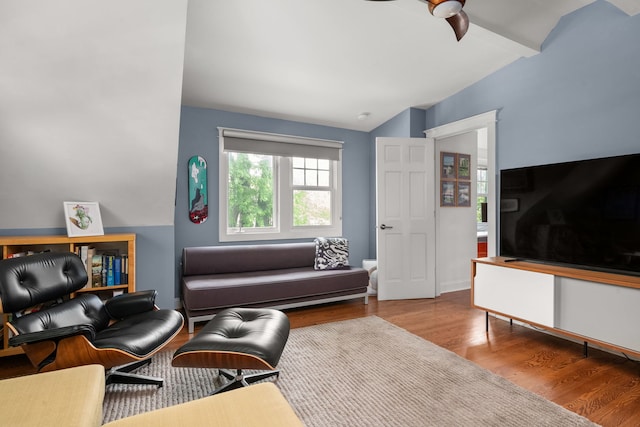637 Highland Ave, Oak Park, IL 60304 - living area featuring lofted ceiling and wood finished floors