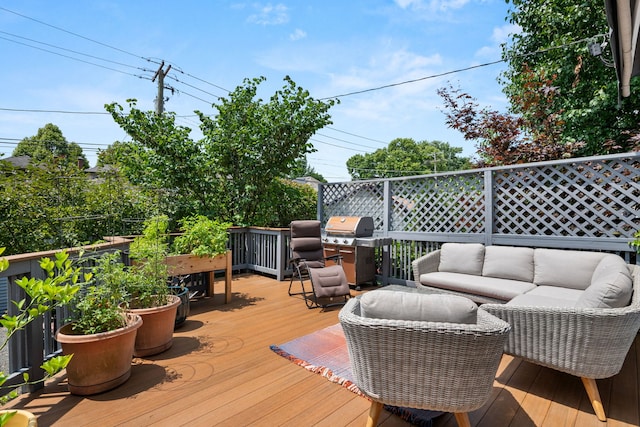 637 Highland Ave, Oak Park, IL 60304 - wooden terrace with an outdoor hangout area and area for grilling
