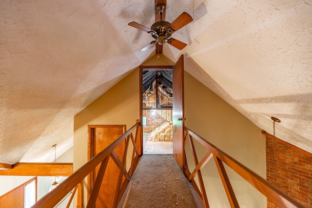 4303 Singleton Close, Rockford, IL 61114 - bonus room with vaulted ceiling, a textured ceiling, carpet, and ceiling fan