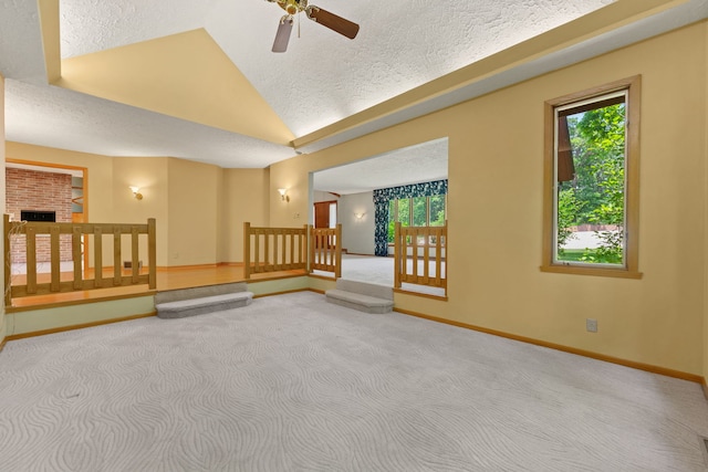 4303 Singleton Close, Rockford, IL 61114 - unfurnished room featuring carpet, ceiling fan, a textured ceiling, healthy amount of natural light, and vaulted ceiling