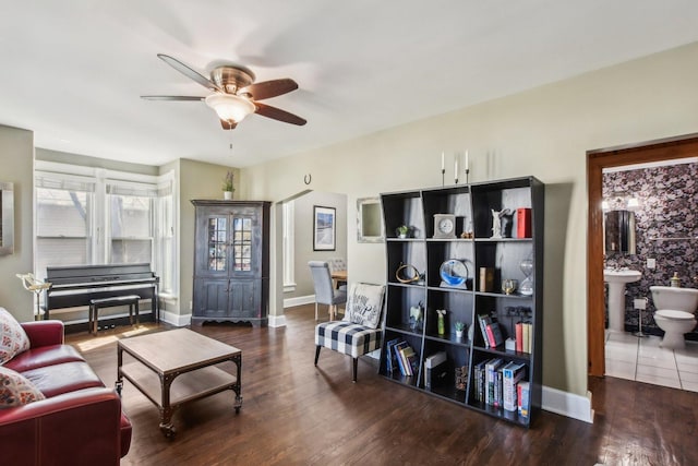325 2nd St, Downers Grove, IL 60515 - living room with a ceiling fan and wood finished floors