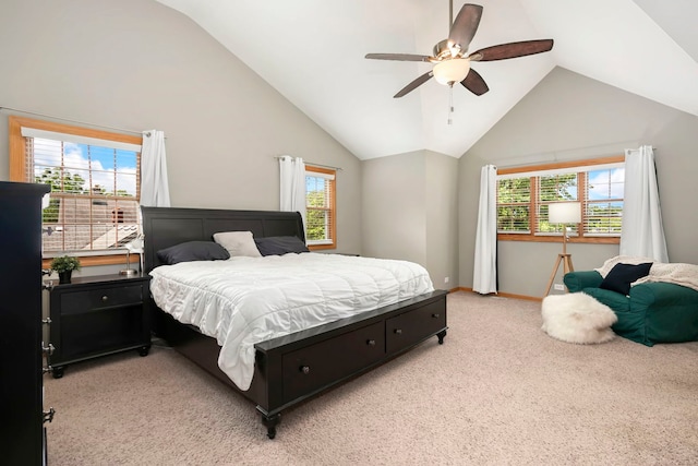 325 2nd St, Downers Grove, IL 60515 - bedroom with lofted ceiling, light carpet, and ceiling fan