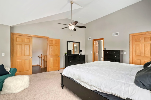 325 2nd St, Downers Grove, IL 60515 - carpeted bedroom with high vaulted ceiling and a ceiling fan