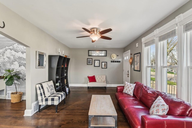 325 2nd St, Downers Grove, IL 60515 - living room featuring wood finished floors and ceiling fan
