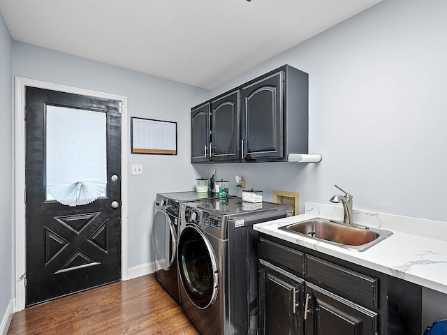 18118 Whitman Ln, Lansing, IL 60438 - washroom featuring independent washer and dryer, cabinet space, and dark wood-type flooring