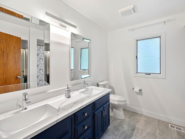 18118 Whitman Ln, Lansing, IL 60438 - bathroom with double vanity, healthy amount of natural light, and curtained shower