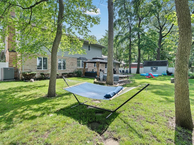 18118 Whitman Ln, Lansing, IL 60438 - view of green lawn with a storage shed and a gazebo