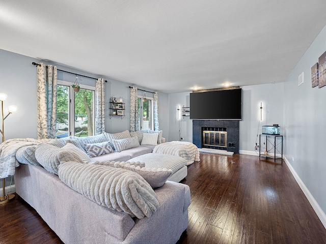 18118 Whitman Ln, Lansing, IL 60438 - living room with dark wood-type flooring and a tiled fireplace