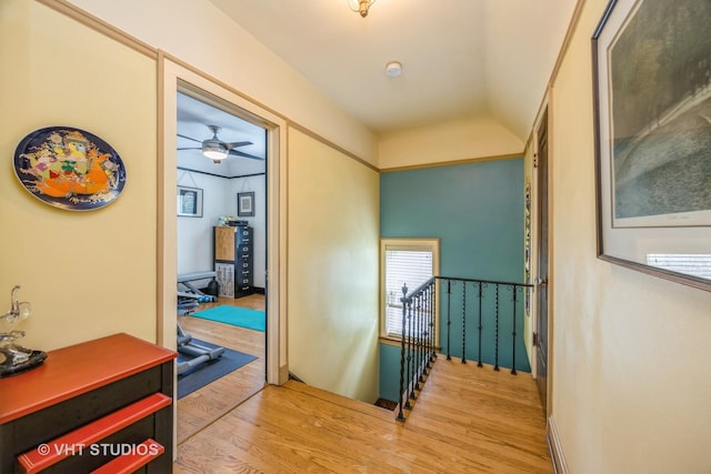 1823 N Newland Ave, Chicago, IL 60707 - hallway with wood finished floors and an upstairs landing