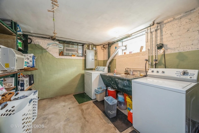 1823 N Newland Ave, Chicago, IL 60707 - washroom featuring electric panel and separate washer and dryer