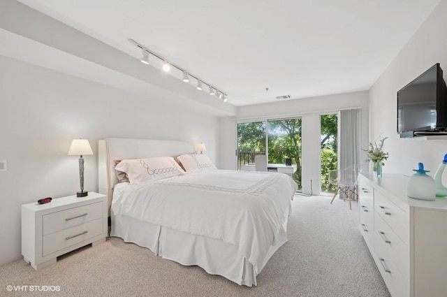 361 Kelburn Rd Unit 316, Deerfield, IL 60015 - bedroom featuring rail lighting, access to outside, and light carpet