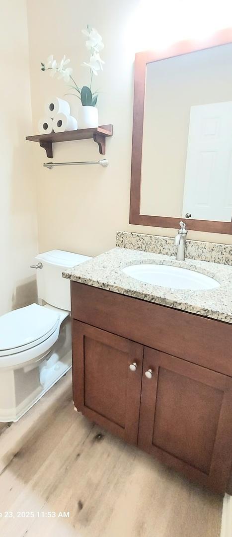 100 Hamlet Cir, Montgomery, IL 60538 - half bath featuring vanity and wood finished floors