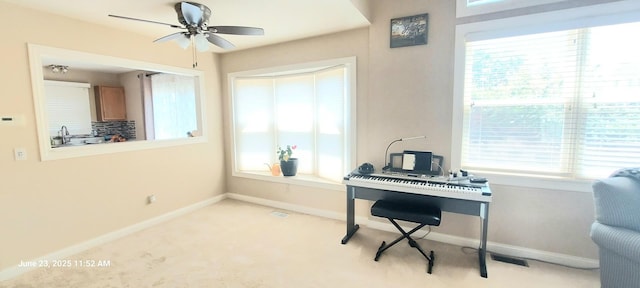 100 Hamlet Cir, Montgomery, IL 60538 - home office featuring healthy amount of natural light, a ceiling fan, and carpet