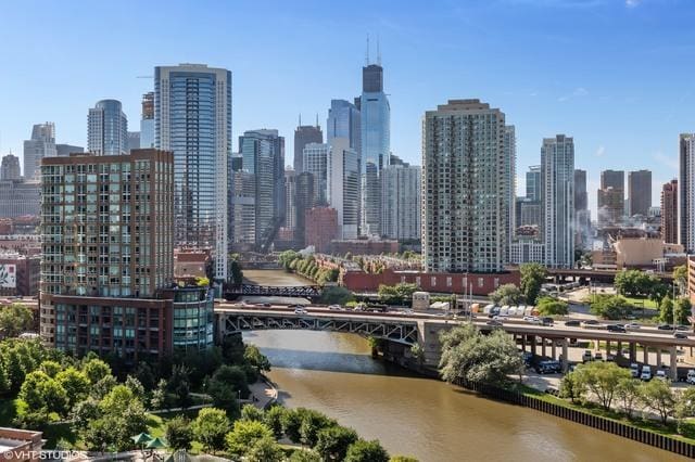 700 N Larrabee St Unit 1111, Chicago, IL 60654 - skyline view featuring a notable bridge and a large body of water