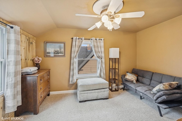 1316 Heidorn Ave, Westchester, IL 60145 - carpeted living area featuring a ceiling fan and vaulted ceiling