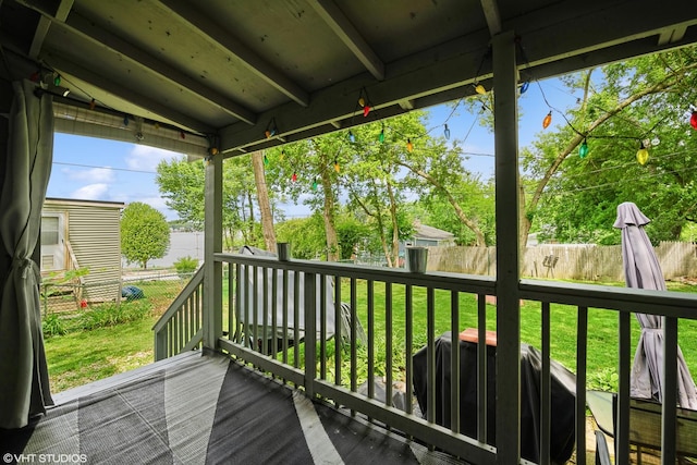 7718 Beach Rd, Wonder Lake, IL 60097 - wooden deck with a fenced backyard