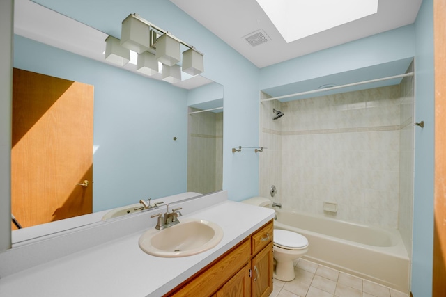 1860 Harvard Ln, New Lenox, IL 60451 - full bath featuring tile patterned flooring, vanity, bathtub / shower combination, and a skylight