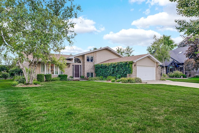 1860 Harvard Ln, New Lenox, IL 60451 - view of front facade featuring brick siding, concrete driveway, a front lawn, and a garage