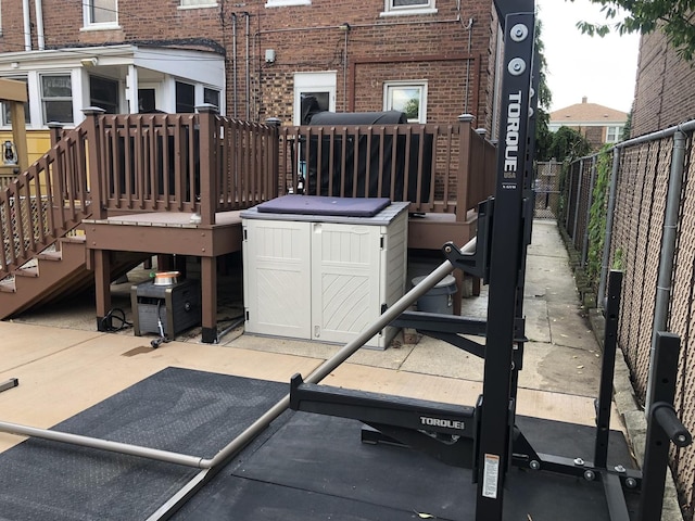 6430 S Lorel Ave, Chicago, IL 60638 - back of house with brick siding, stairs, and a wooden deck