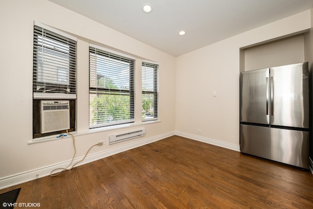 1006 E 54th St Unit J-2, Chicago, IL 60615 - unfurnished dining area featuring wood finished floors, recessed lighting, a wall mounted air conditioner, and cooling unit