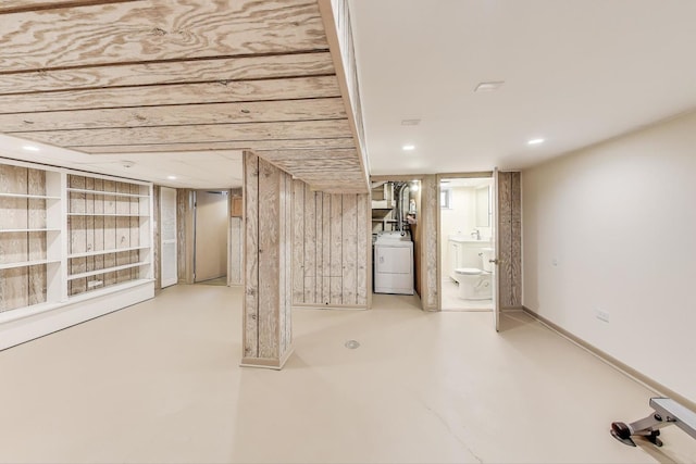 1314 Saint Johns Ave, Highland Park, IL 60035 - finished basement with washer / clothes dryer and recessed lighting