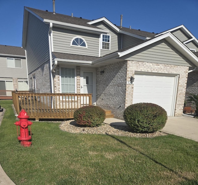 8201 Daniel Dr, Justice, IL 60458 - view of front of home featuring brick siding, an attached garage, a front lawn, driveway, and roof with shingles